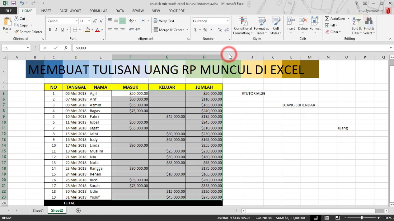 ๎Cara๎ ๎membuat๎ format mata ๎uang๎ rupiah otomatis ๎di๎ excel | tutorial89 ... Cara membuat uang dari